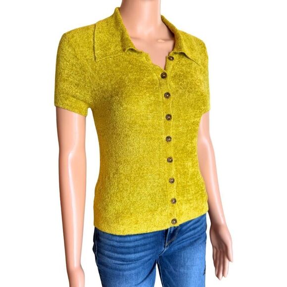 Urban Outfitters Adeline V Neck Cardigan Short Sleeve Button Down Sweater Small - Picture 6 of 10